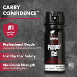 SABRE Tactical Pepper Gel With Belt Holster For Easy Carry, Maximum Police Strength OC Spray, Quick Access Fast Flip Top Safety, Tactical Design For Security Professionals, 1.8 fl oz