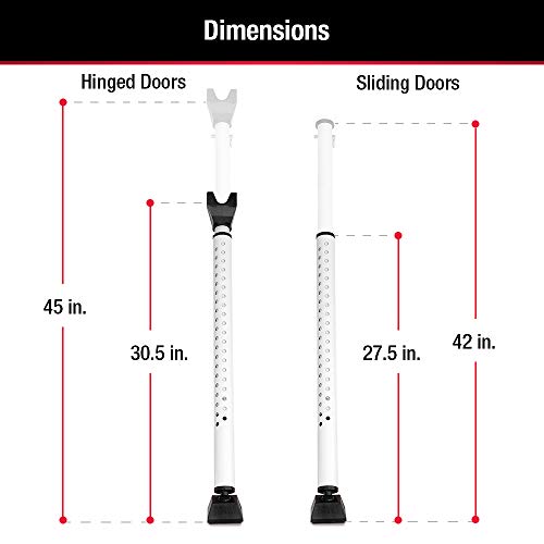 Master Lock Compact Door Stopper Folding Security Bar, Adjustable for  Hinged and Sliding Doors, White 