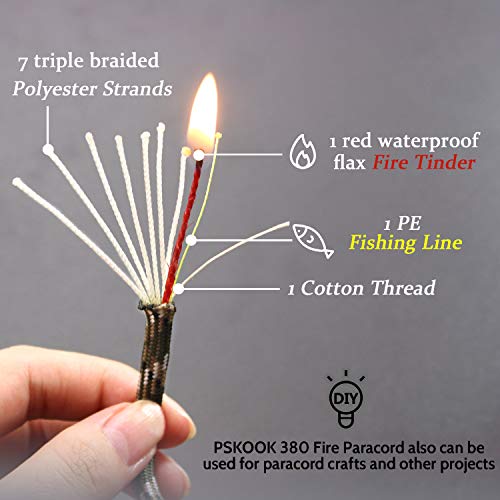 Survival Paracord Parachute Fire Cord Survival Ropes 4-in-1 25Ft 5/32  Diameter U.S. Military Type III with Integrated Fishing Line, Fire-Starter  Tinder (Army Green 25FT) : Sports & Outdoors 