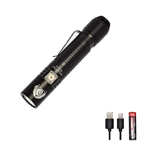 WOWTAC BSS V4 Tactical LED Flashlight, strike bezel, Super Bright 1785 Lumens Rechargeable EDC Flashlight, Waterproof IPX8 Portable Outdoor Handheld Light for Camping Hiking Emergency Self-protect- CW