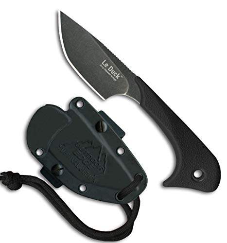 Outdoor Edge LeHawk Black LHK-40C, 2.9 8Cr14 Stainless Plain Blackstone  Coating Blade, Rubberized TPR Handle