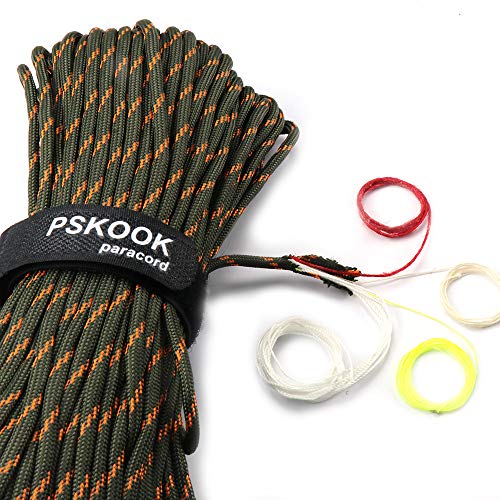 PSKOOK Survival Paracord Parachute Fire Cord Survival Ropes Red
