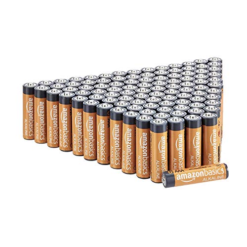  Basics 100-Pack AA Alkaline High-Performance Batteries,  1.5 Volt, 10-Year Shelf Life : Health & Household