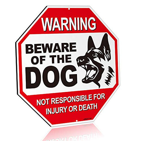 ANLEY Beware of The Dog Aluminum Warning Sign, No Responsible for Injury Or Death Warning Dog Sign - UV Protected and Weatherproof - 12" x 12"