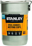 Stanley Adventure Camp Cook Set - 24oz Kettle with 2 Cups - Stainless Steel Camping Cookware with Vented Lids & Foldable + Locking Handle - Lightweight Cook Pot for Backpacking/Hiking/Camping